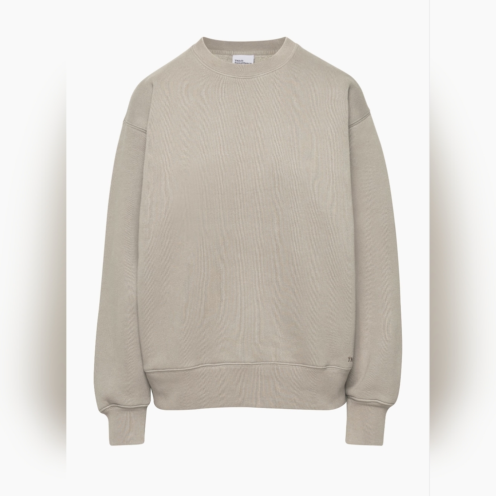 Aritzia TNA Bubble Fleece Boyfriend Crew Sweatshirt - Gd Mercury Taupe, Size XS